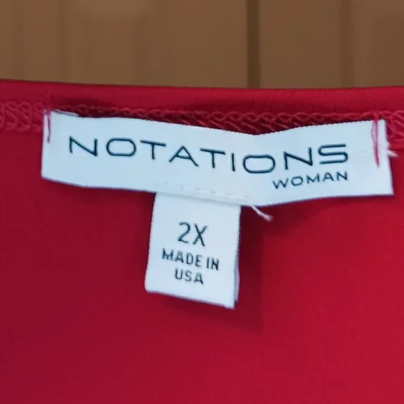 #43 3/$18 - Notations Red Short Sleeve Top Size 2X - Picture 5 of 5